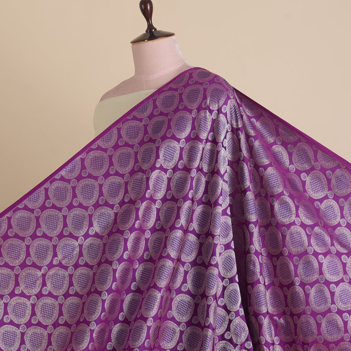 Dark Purple Satin Mina Brocade Buta