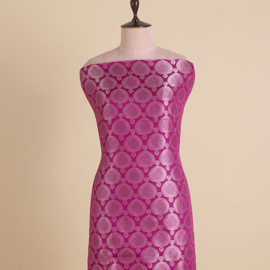 Magenta Blue Satin Mina Brocade Buta
