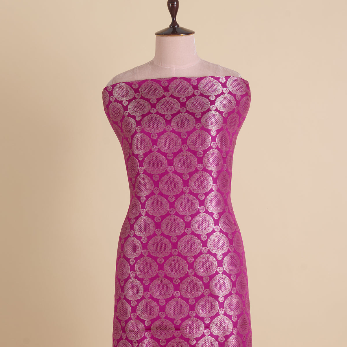 Magenta Blue Satin Mina Brocade Buta