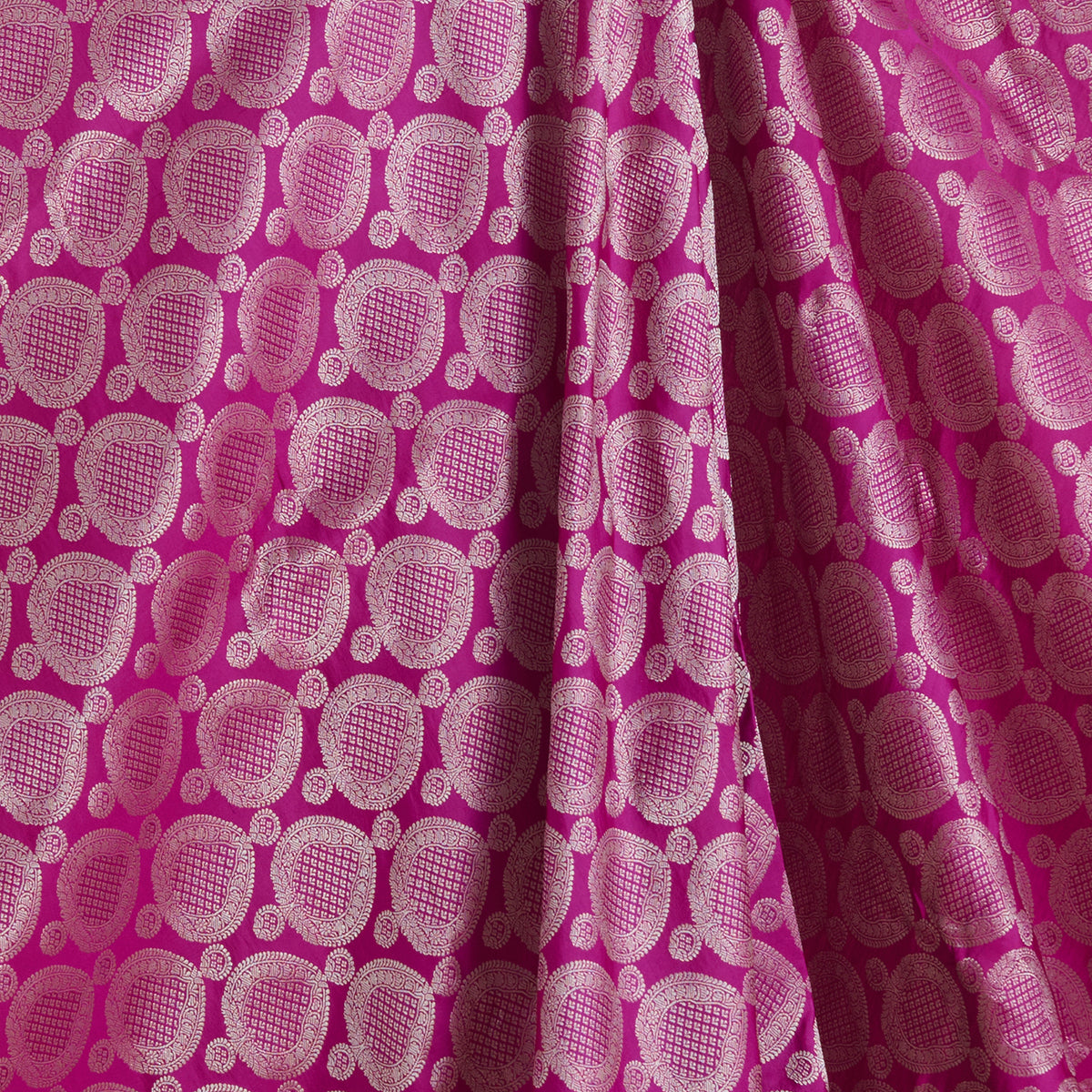 Magenta Blue Satin Mina Brocade Buta