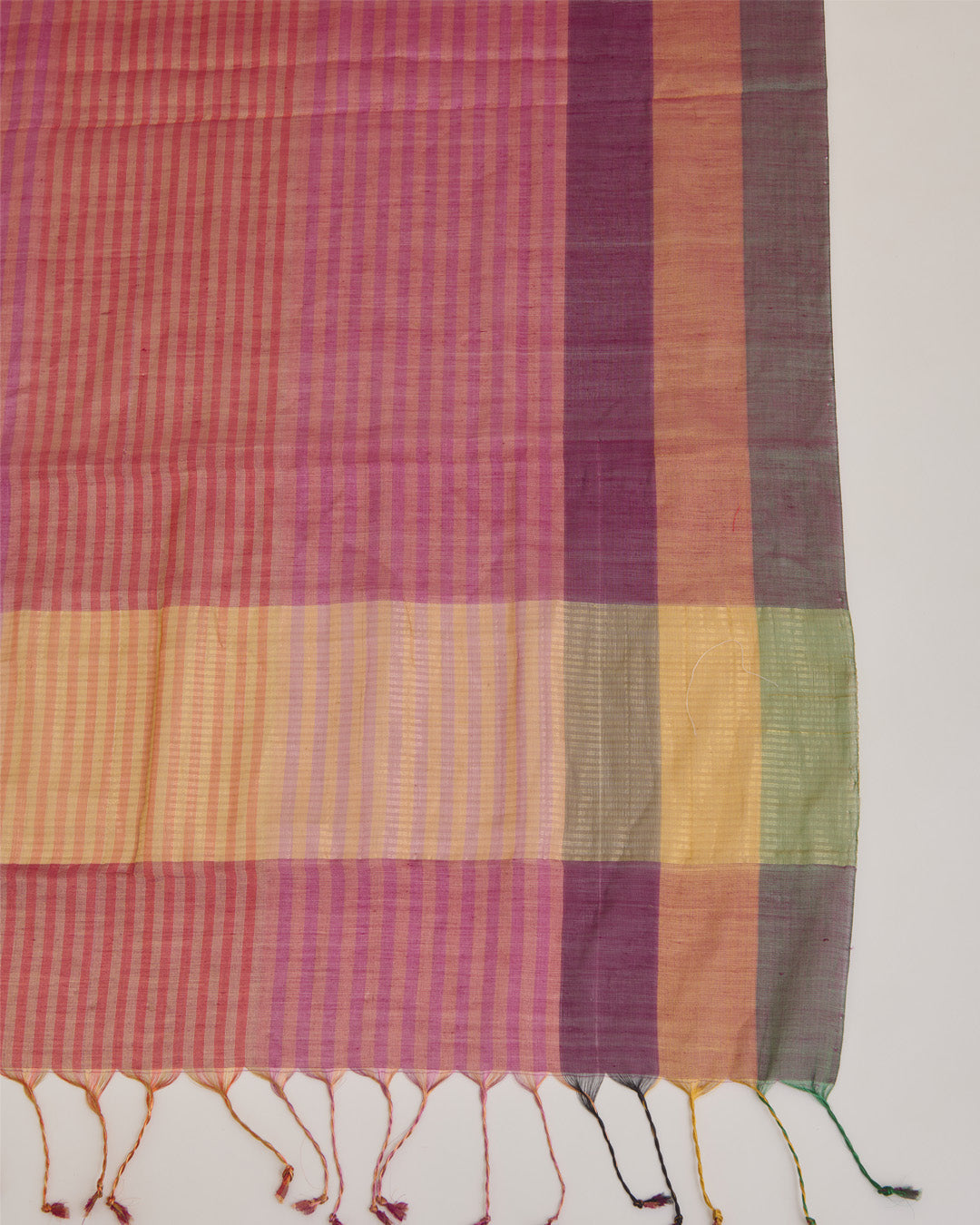 Red Silk Tissue Multi Stripes Dupatta