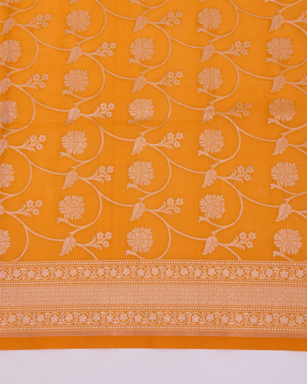 Orange Silk Hand Woven Gold Jaal Dupatta