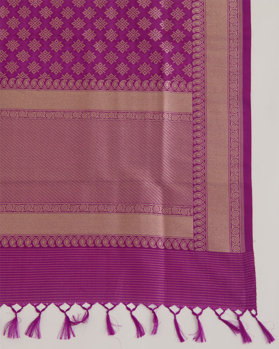 Purple Silk Handwoven Gold Buta Dupatta