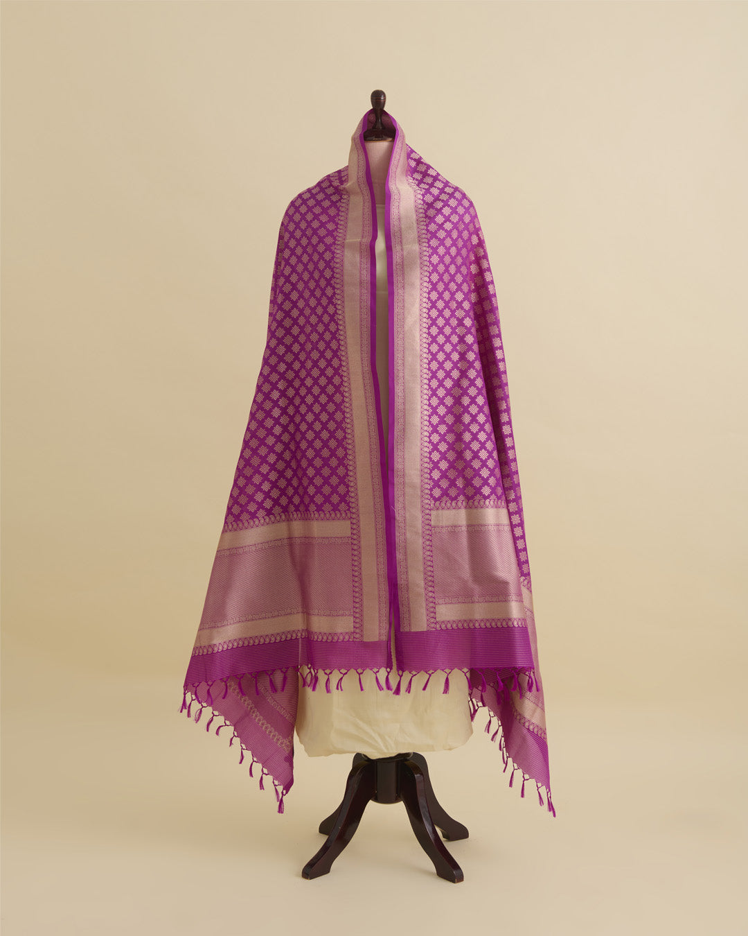 Purple Silk Handwoven Gold Buta Dupatta
