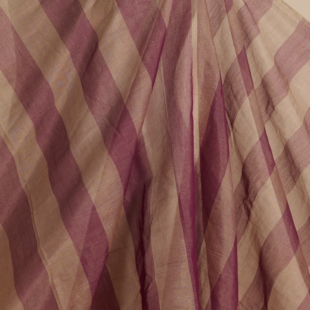 Maroon Silk Tissue Handloom Checks Woven Fabric