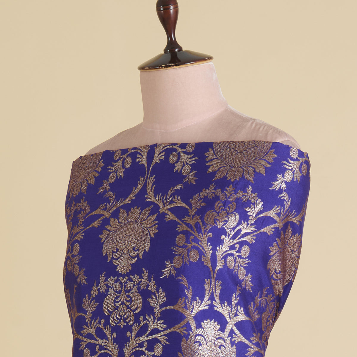Purple Silk Gold Zari Manikeri Kurta Pant Fabric