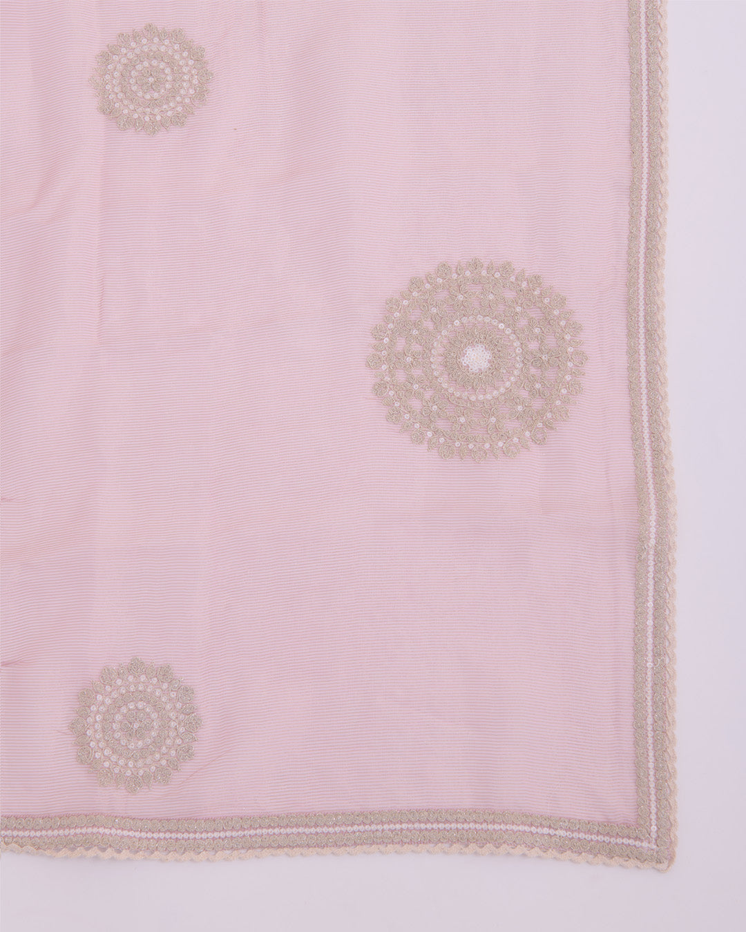 Pink Shimmer Tissue Suit with Embroidery, Zari Dupatta & Shantoon Bottom
