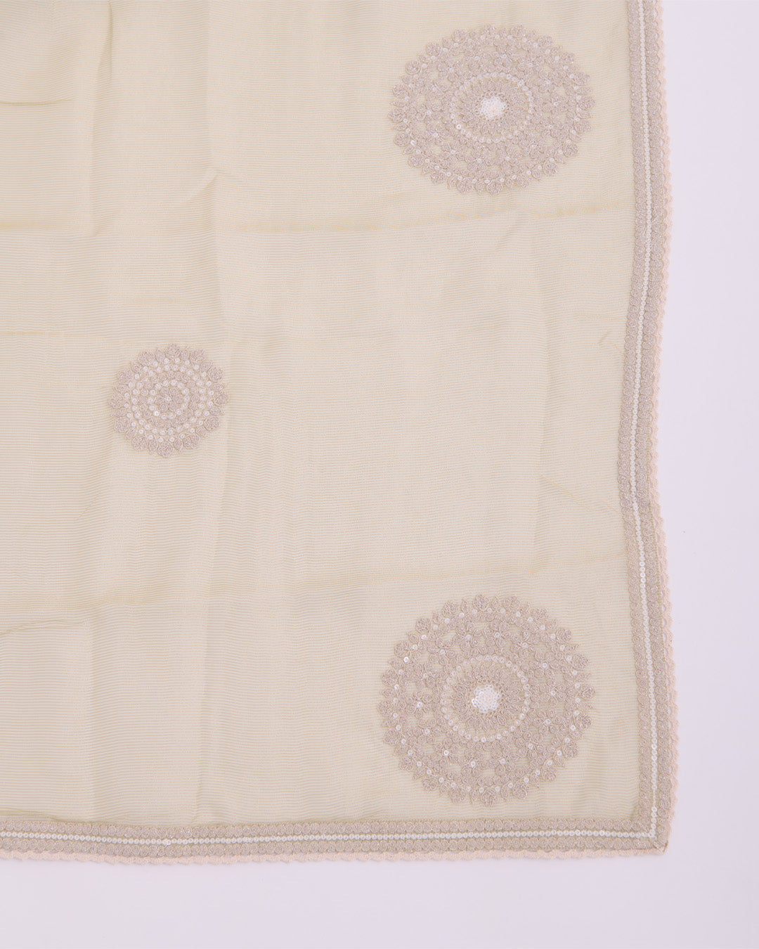 Pista Green Shimmer Tissue Suit with Embroidery & Zari Dupatta