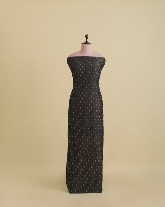 Tissue Kasab Zari & Sequins Buti Embroidery Fabric – Dusty Brown