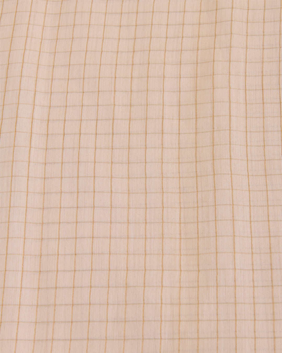 Natural Tussar Gold Checks Woven Fabric