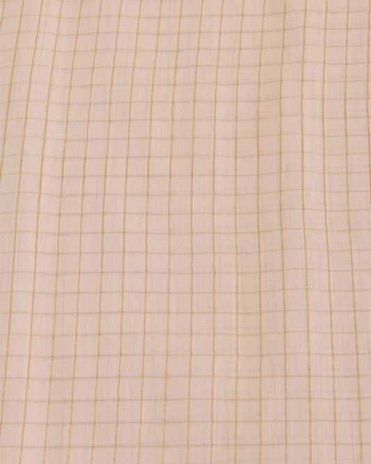 Natural Tussar Gold Checks Woven Fabric