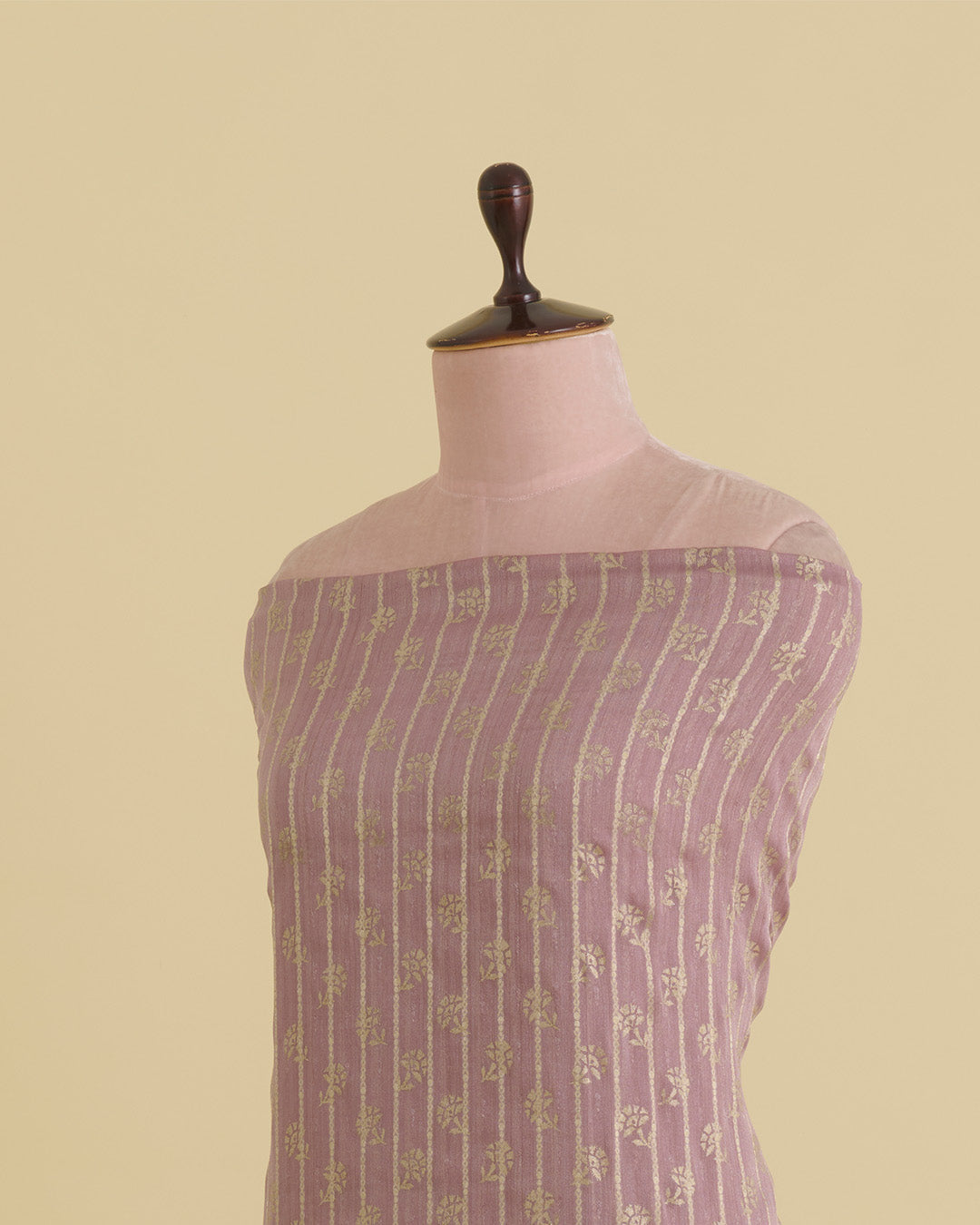 Pink Tissue Fabric with Gold Stripes and Kadi Print