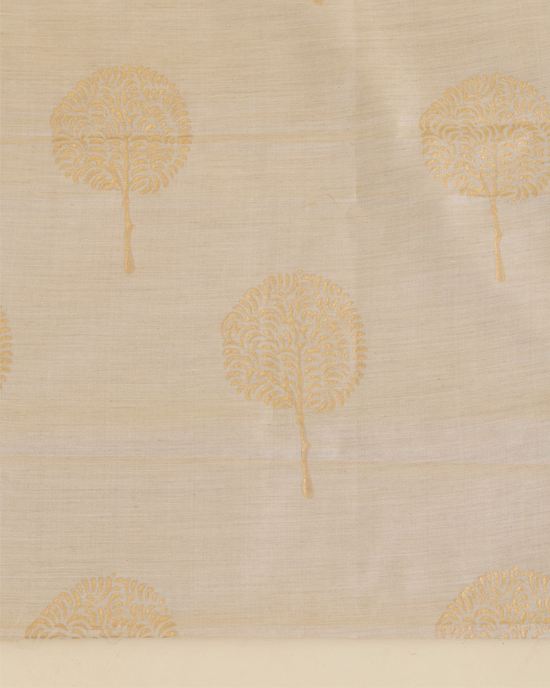 Beige Gold Tussar Printed Suit with Dupatta & Cotton Silk Bottom