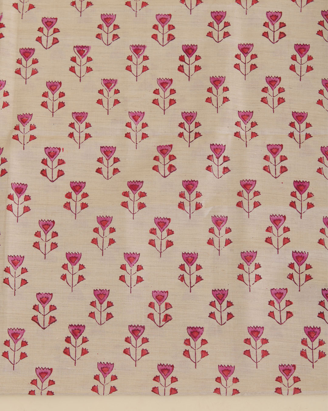 Beige Pink Tussar Printed Suit with Dupatta & Cotton Silk Bottom