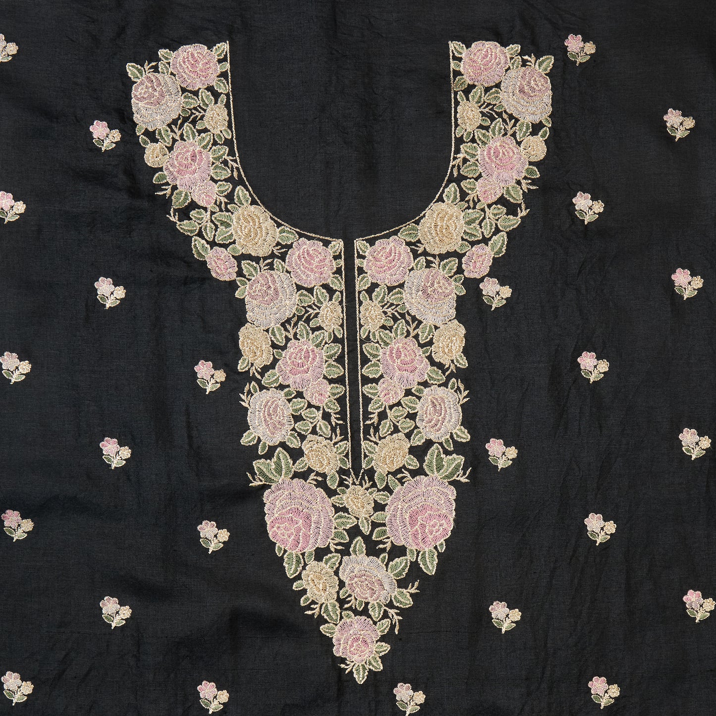 Black Tussar Silk Kurta Set with Resham & Zari Embroidery