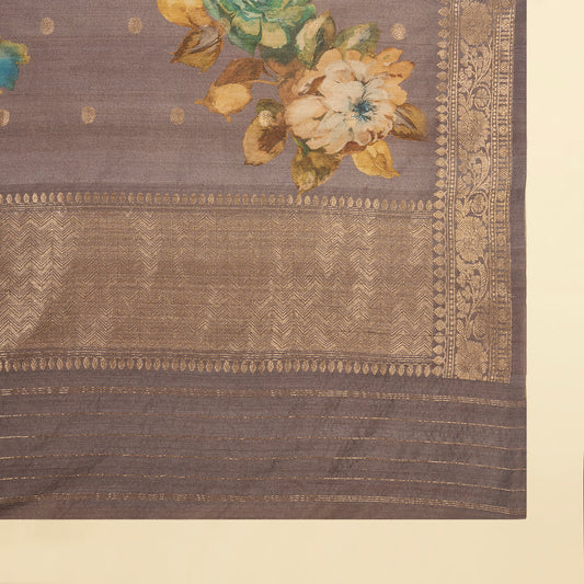 Mouse Tussar Silk Woven Kurta with Digital Dupatta