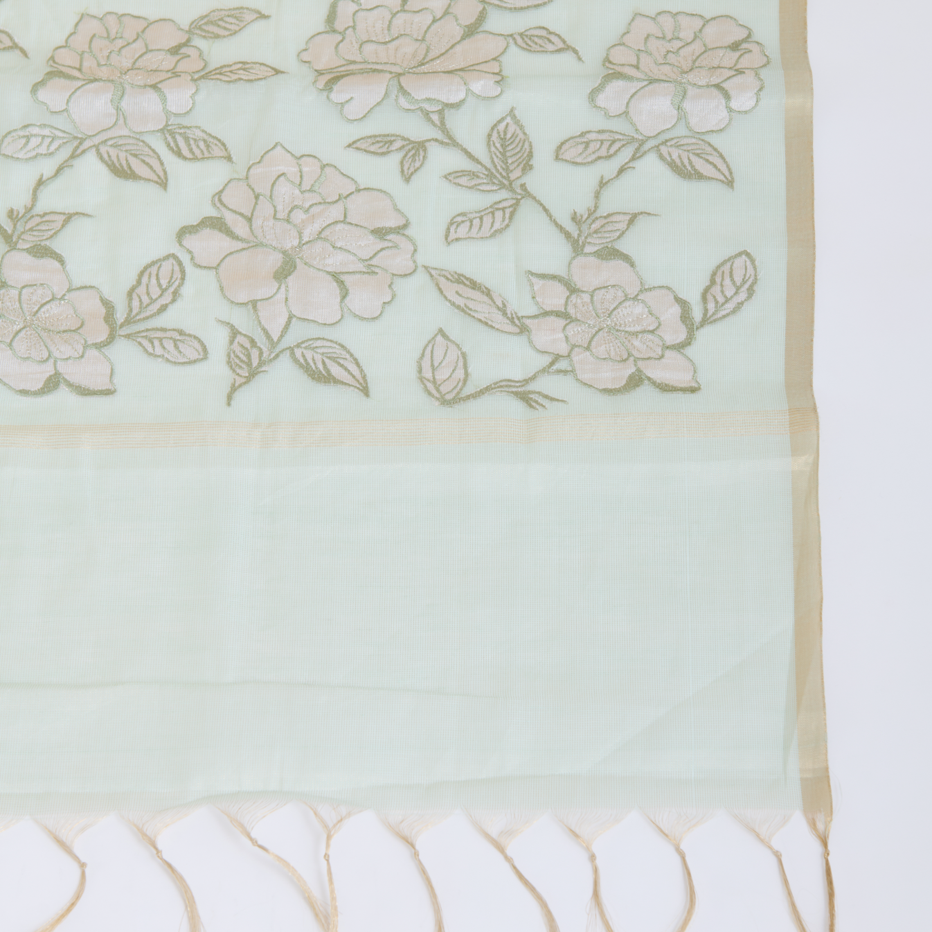 Pista Green Tissue Chanderi Embroidered Suit