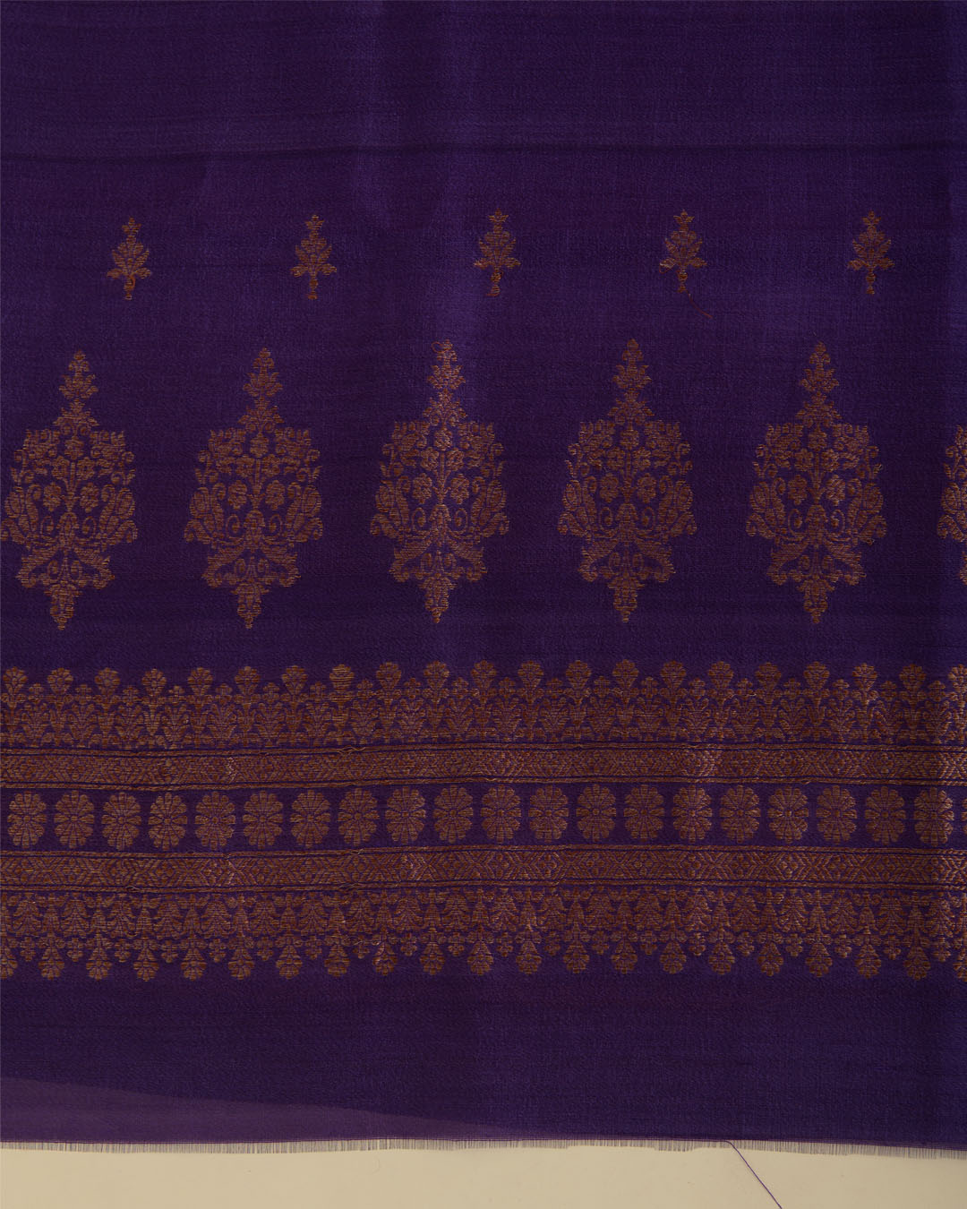 Purple Tussar Silk Suit with Woven Butta Kurta and Organza Dupatta