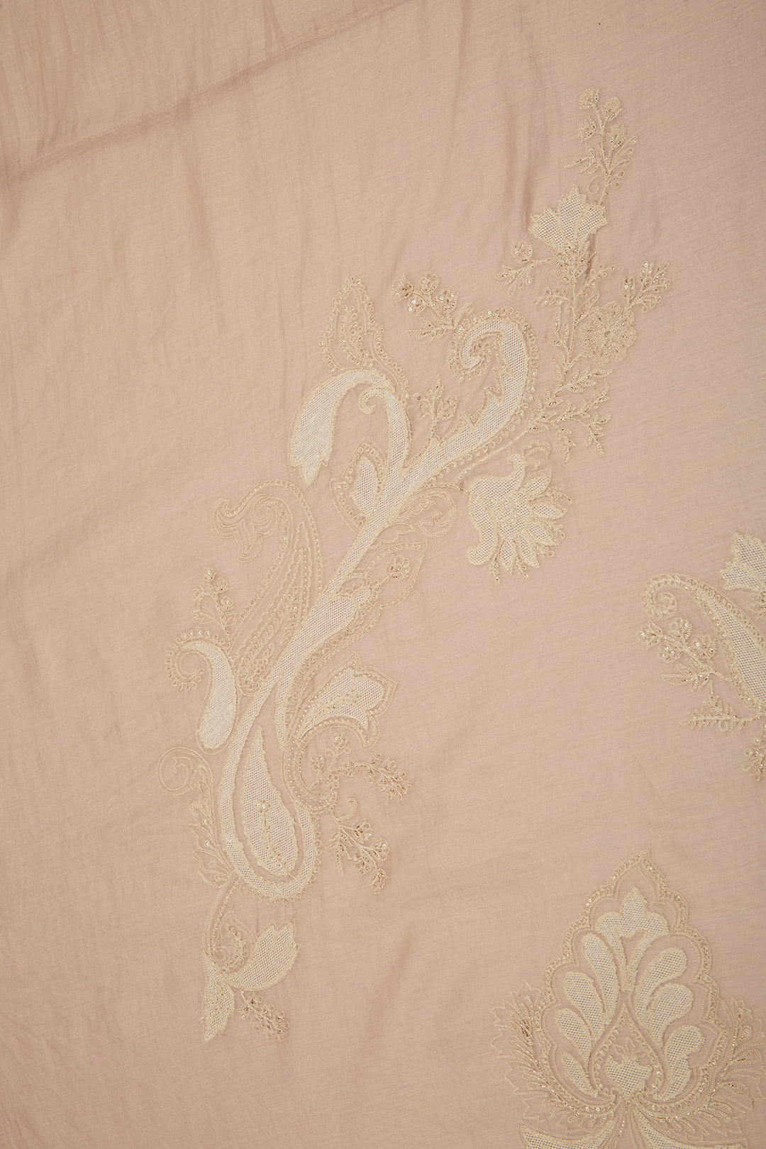 Dusty Peach Chanderi Kurta Set with Thread & Sequins Embroidery