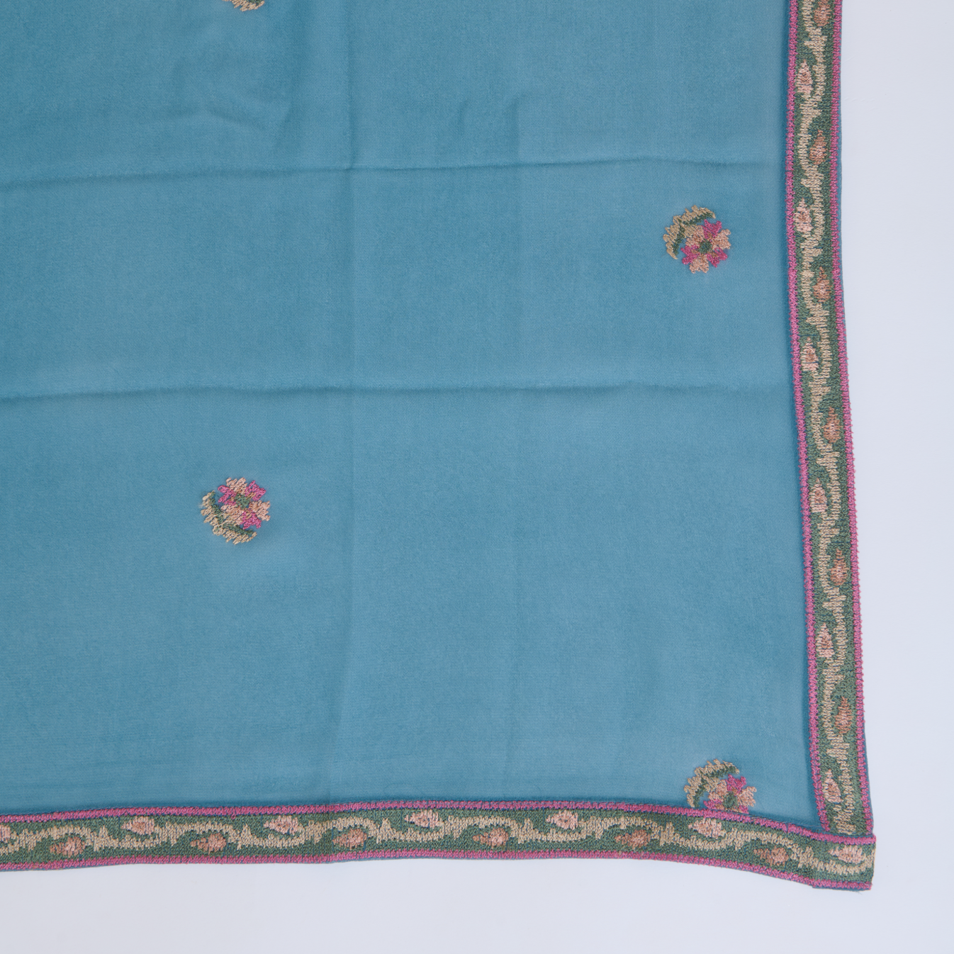 Bluish Grey Viscose Crepe Cross Stitch Embroidered Kurta Set