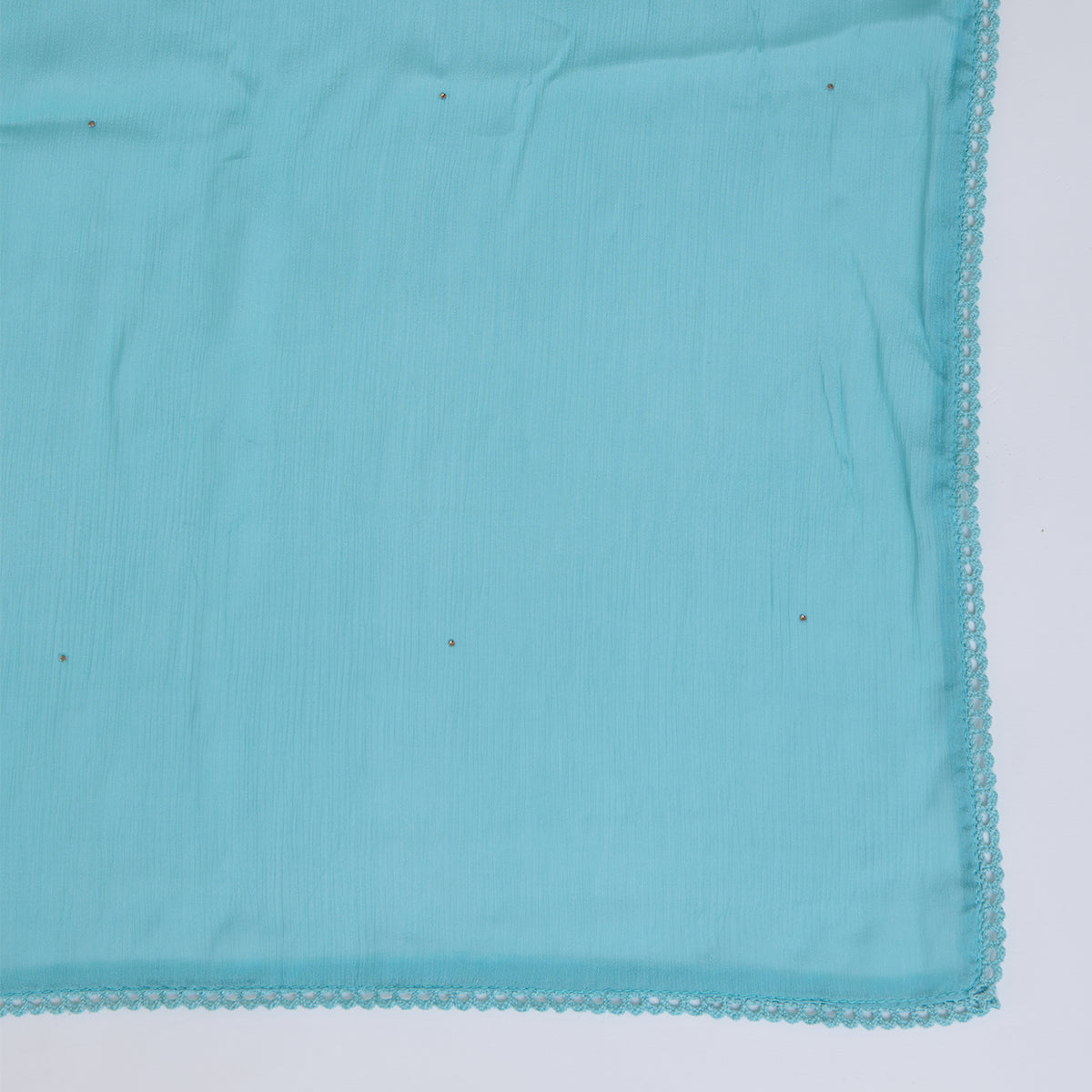 Bluish Grey Viscose Crepe Thread Embroidered Kurta with Chinnon Dupatta