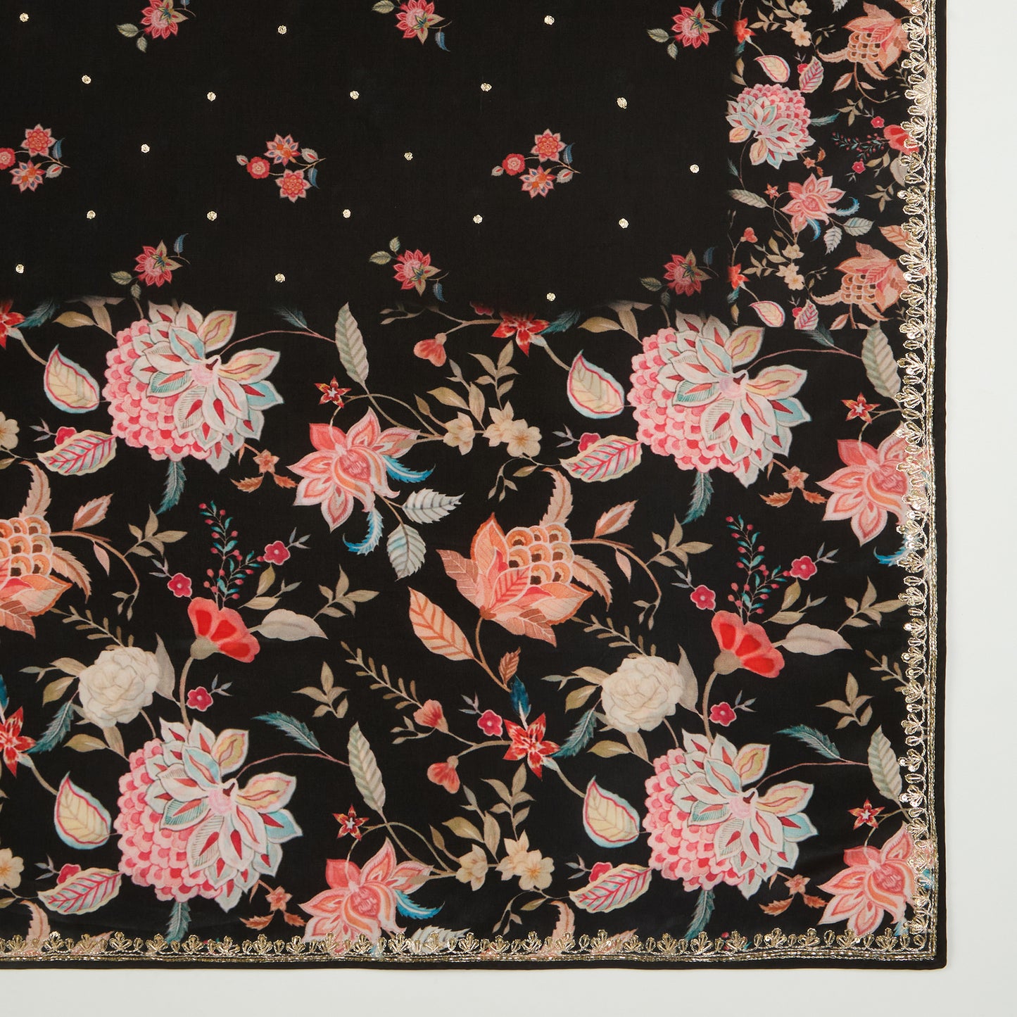 Black Viscose Crepe Embroidered Suit with Dupatta