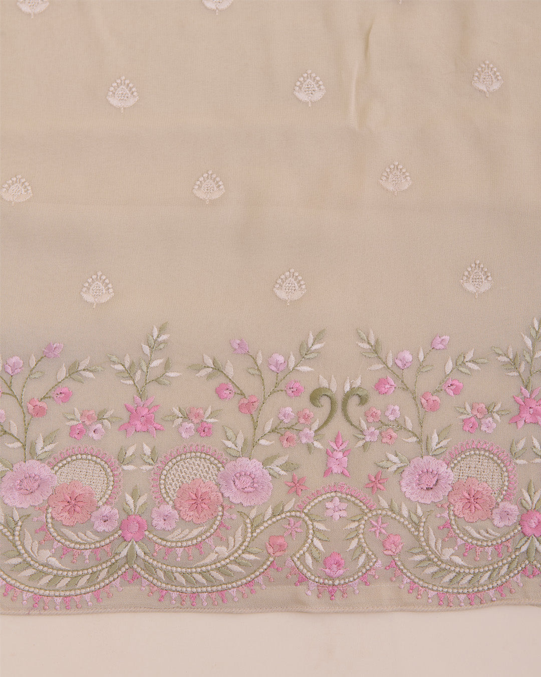 Beige Viscose Georgette Suit with Resham Embroidery & Georgette Dupatta