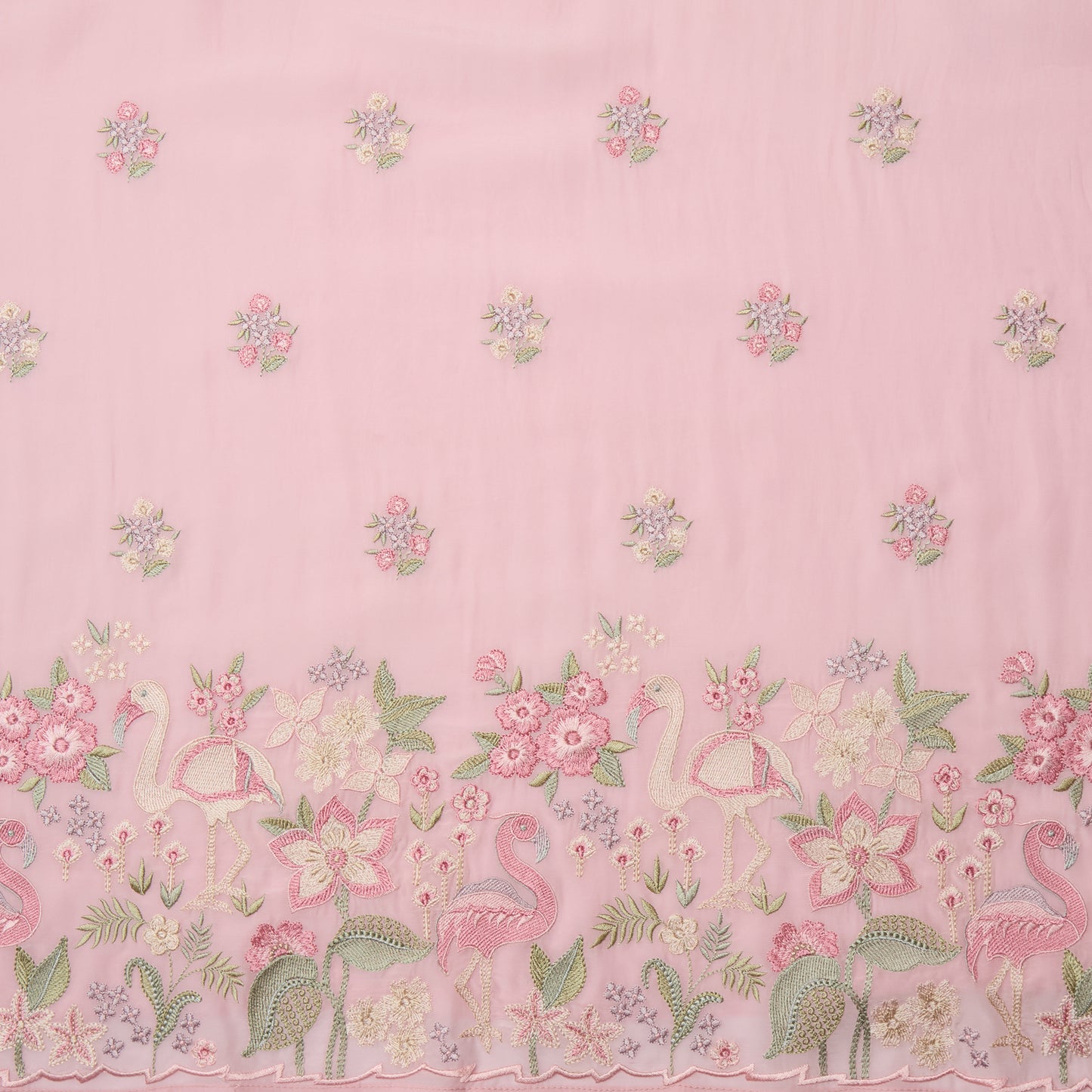 Rose Pink Viscose Crepe Suit with Resham Embroidery