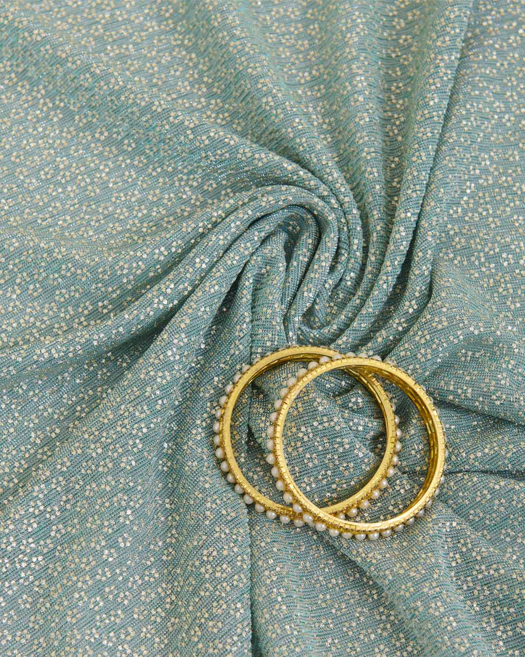 Wrinkled Shimmer Foil Buti Fabric – Dusty Blue