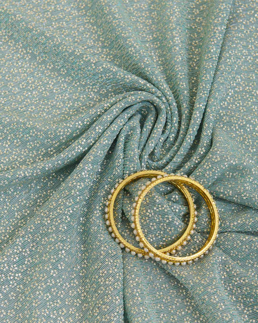 Wrinkled Shimmer Foil Buti Fabric – Dusty Blue