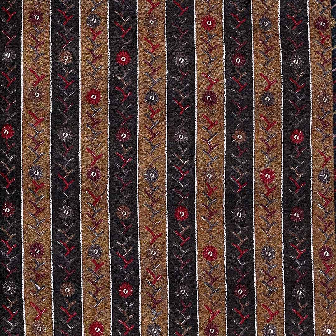 Brown Nokia Silk with Kantha Stitch Embroidery