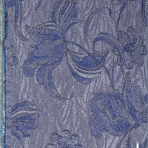 Lurex Jacquard Brocade Dark Blue Fabric