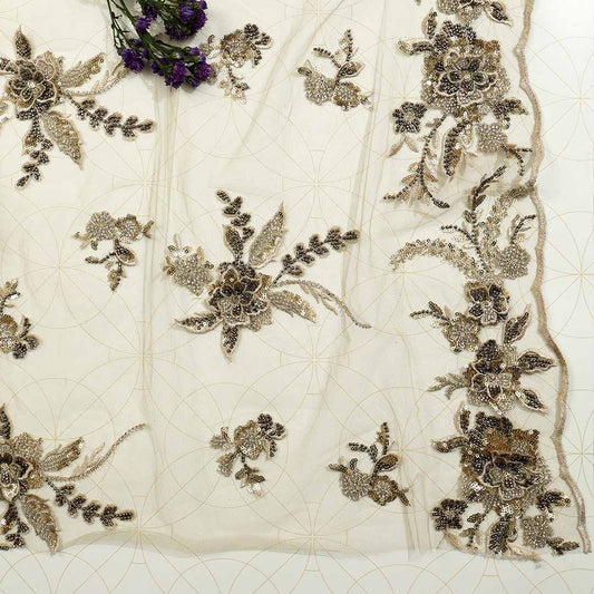 Beige Color Net Fabric