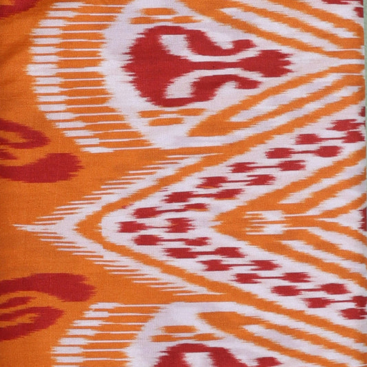 Orange Habutai Silk with Digital Ikat Print