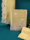 Yellow Jaquard Tissue Kurta with Zardozi and Sequence Work