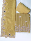Yellow Jaquard Tissue Suit Set with Zardozi & Cutdana Work