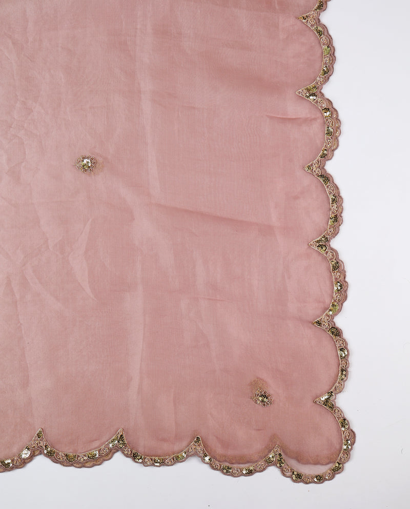 English Pink Dupion Suit with Zardozi & Sequence Work