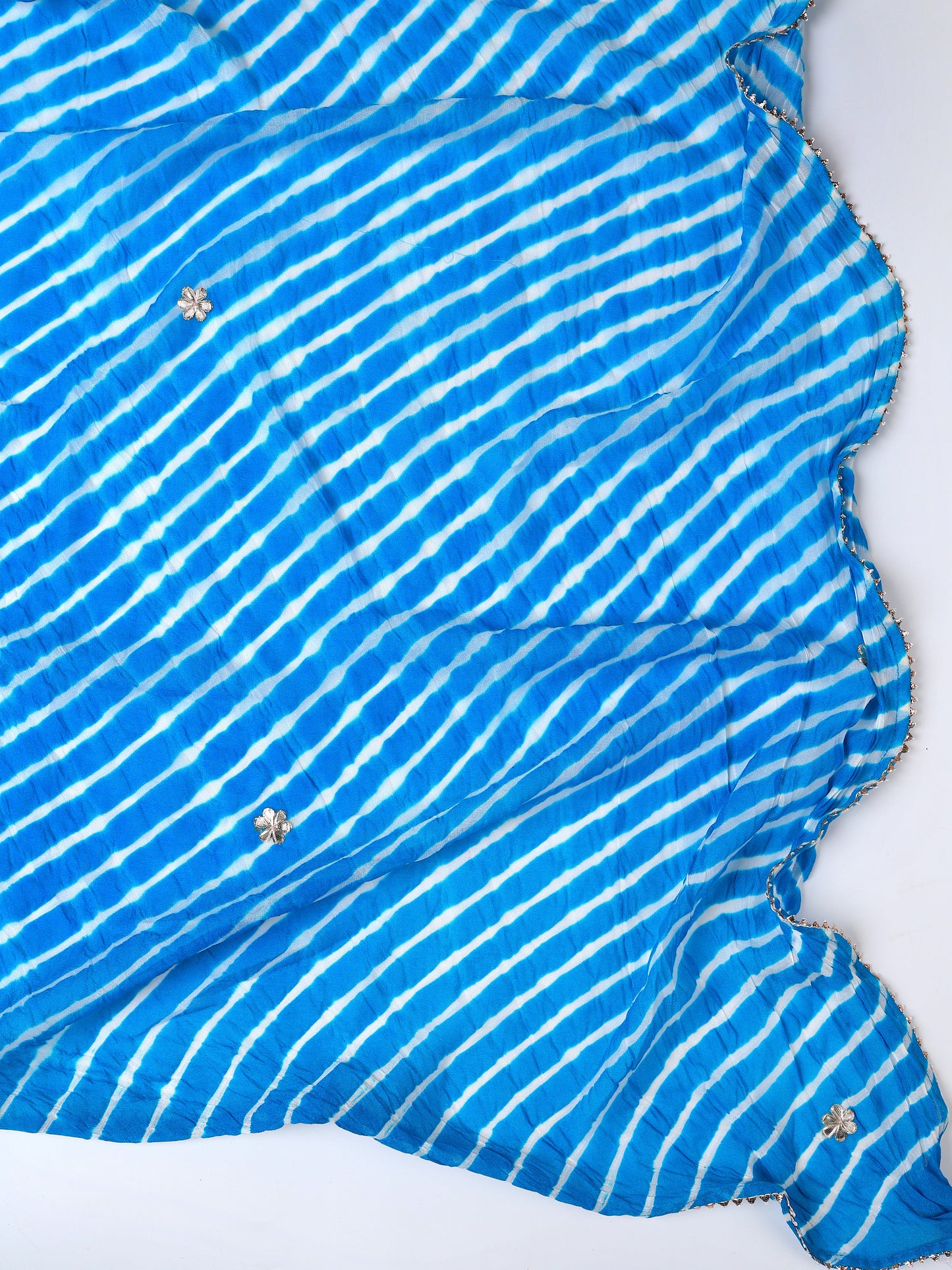 Teal Blue Georgette Leheriya Suit Set