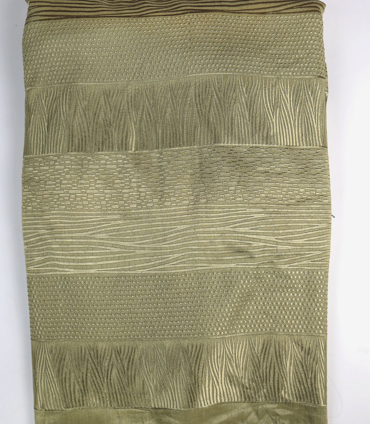 Slub Silk Resham Abstract Embroidery Fabric