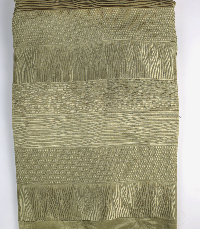 Slub Silk Resham Abstract Embroidery Fabric