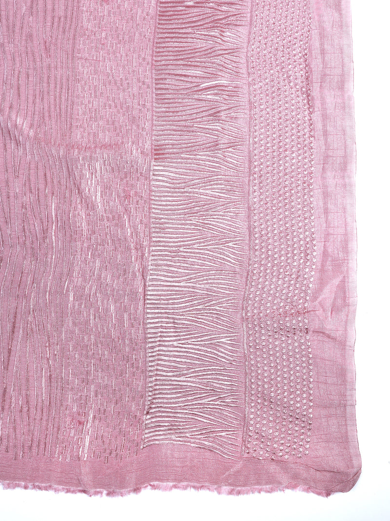 Slub Silk Resham Abstract Embroidery Fabric