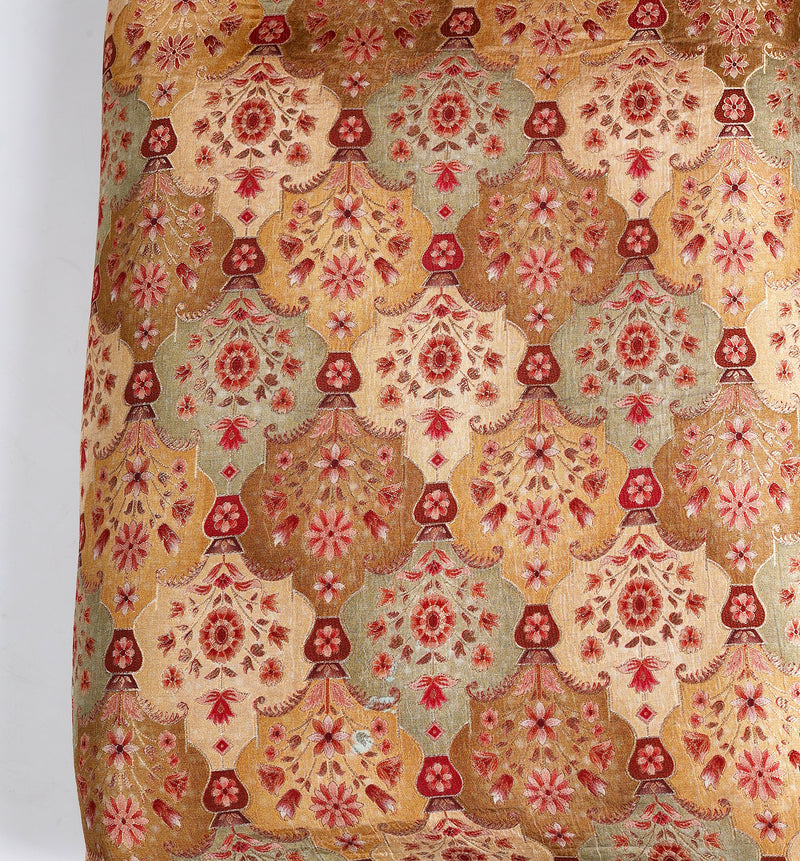 Dupion Jacquard Flower Dot Zari Brocade Fabric