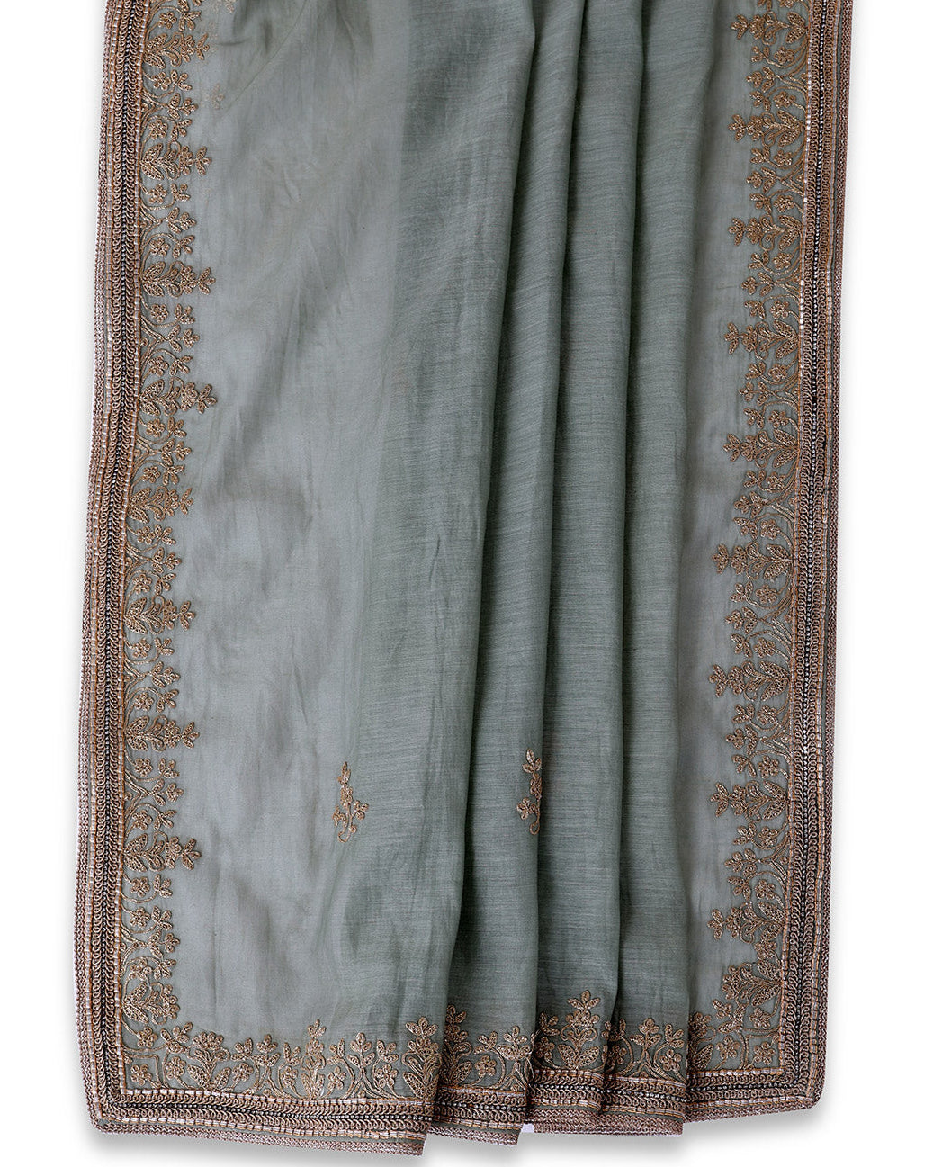 Sea Green Fine Chanderi Kurta Set with Embroidered Dupatta & Cotton Bottom