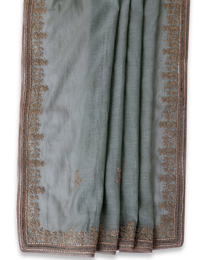 Sea Green Fine Chanderi Kurta Set with Embroidered Dupatta & Cotton Bottom