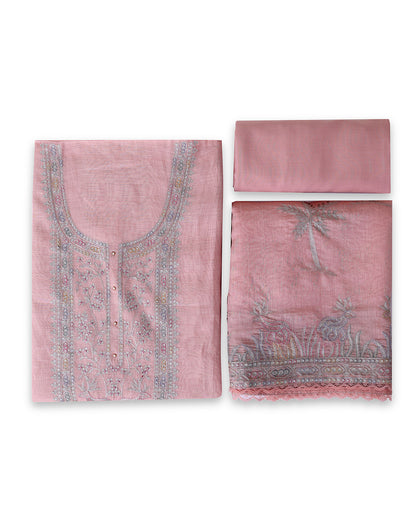 Peach Fine Chanderi Suit with Resham Zari Embroidery & Dupatta