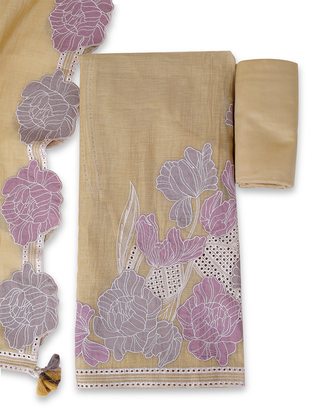 Yellow Fine Chanderi Suit with Resham Embroidery & Dupatta