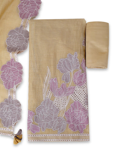 Yellow Fine Chanderi Suit with Resham Embroidery & Dupatta