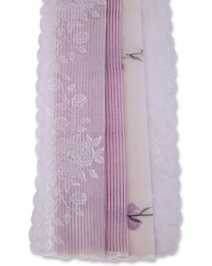 White Onion Pink Chanderi Block Printed Suit with Embroidery Dupatta & Cotton Bottom