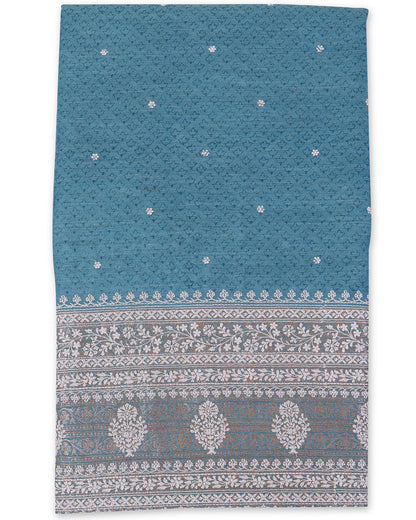 Sea Green Muga Tussar Woven Suit with Resham Embroidery & Dupatta