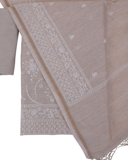 Tussar Munga Tussar Suit with Thread Embroidery & Dupatta Set